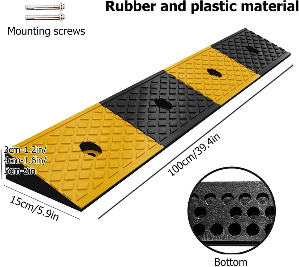 Rubber Curb Ramp, Heavy Duty Vehicle Loading Ramps, Driveway Threshold Sidewalk Ramps for Garage Truck Wheelchair Vehicle,2' Rise(100x15x3cm)