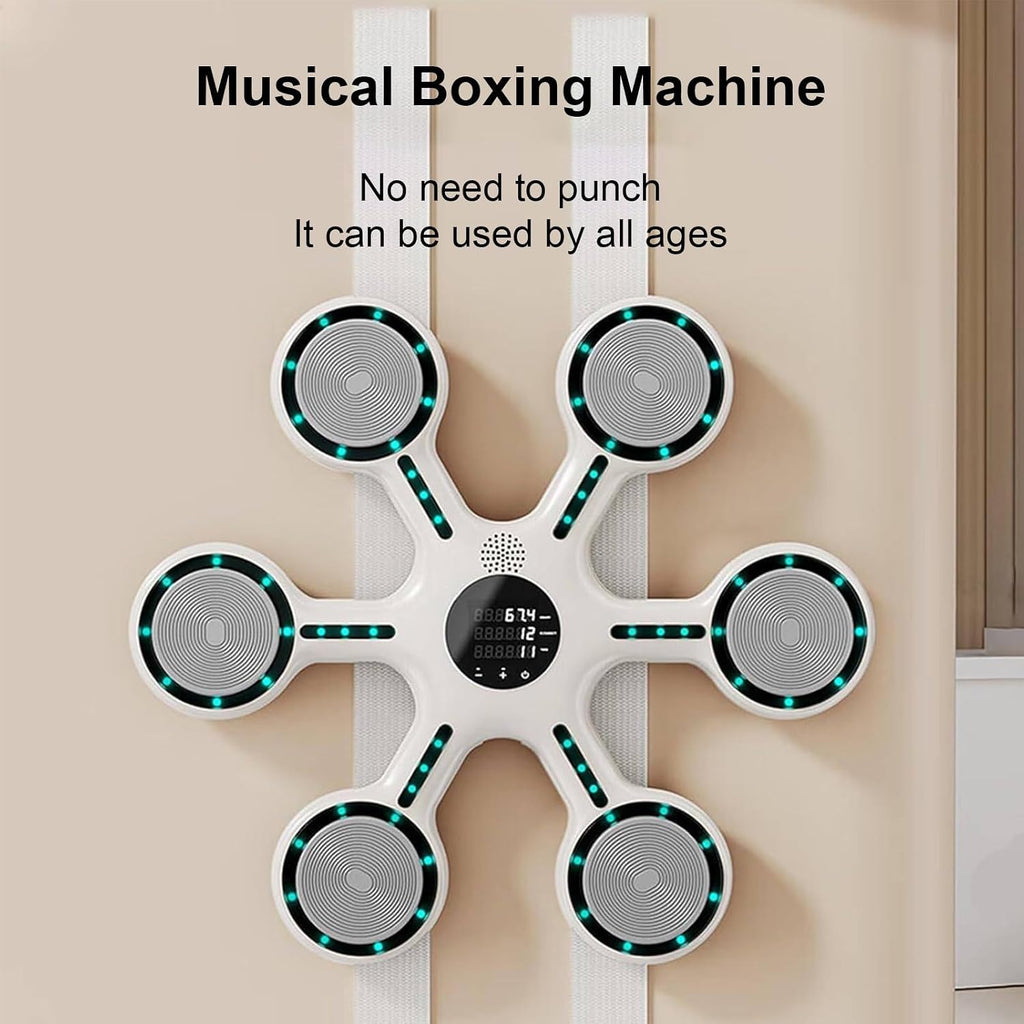 Music Boxing Machine, Professional Wall Mounted Electronic Boxing Trainer, with A Pair of Gloves, LED Display, Automatic Speed Adjustment, for Gym/Home