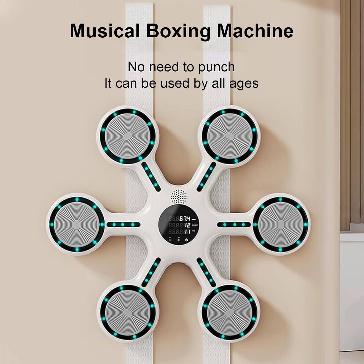 Music Boxing Machine, Wall Mount Electronic Boxing Target, Light Speed Adjusts Automatically According to Accuracy, with A Pair of Gloves