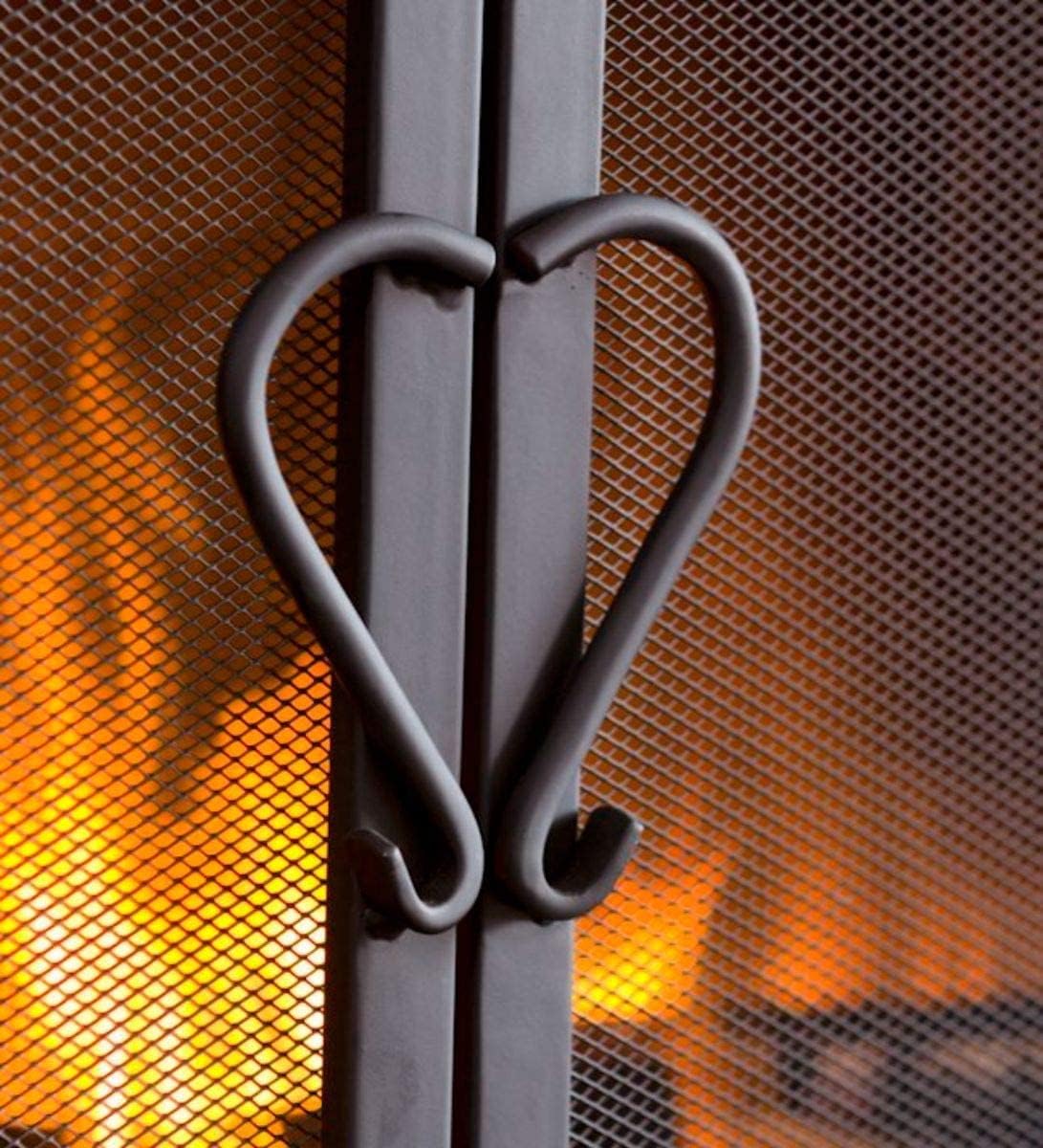 Plow & Hearth Metal Fireplace Screen Scrollwork Black | 38' W x 31' H | Dual Magnetic Hinged Doors | Spark Guard Cover | Stand Alone Wrought Iron Panel Fire Place Cover