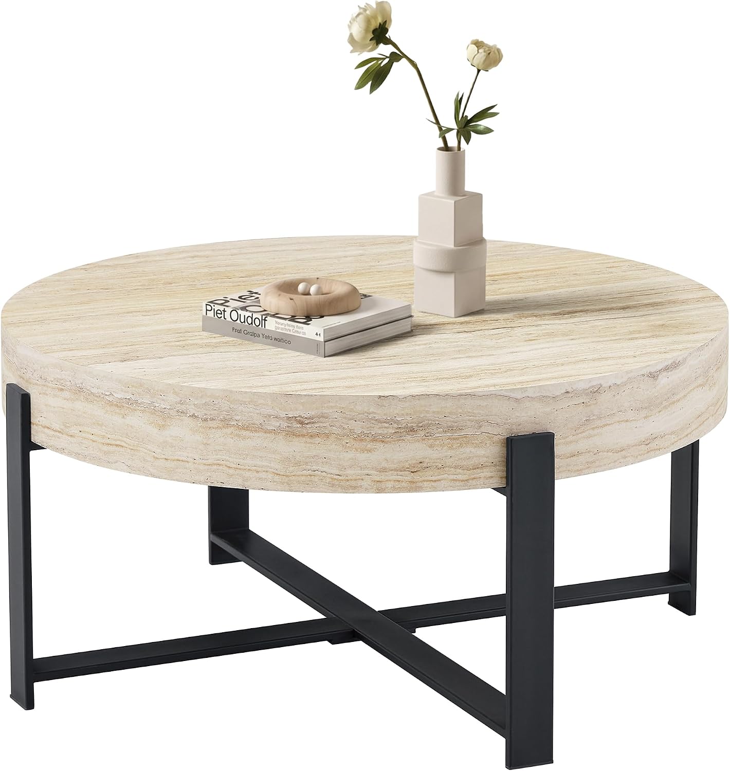 Round Coffee Table Small Modern Coffee Tables with Storage Wood Mid Century Coffee Table for Living Room Office Apartment
