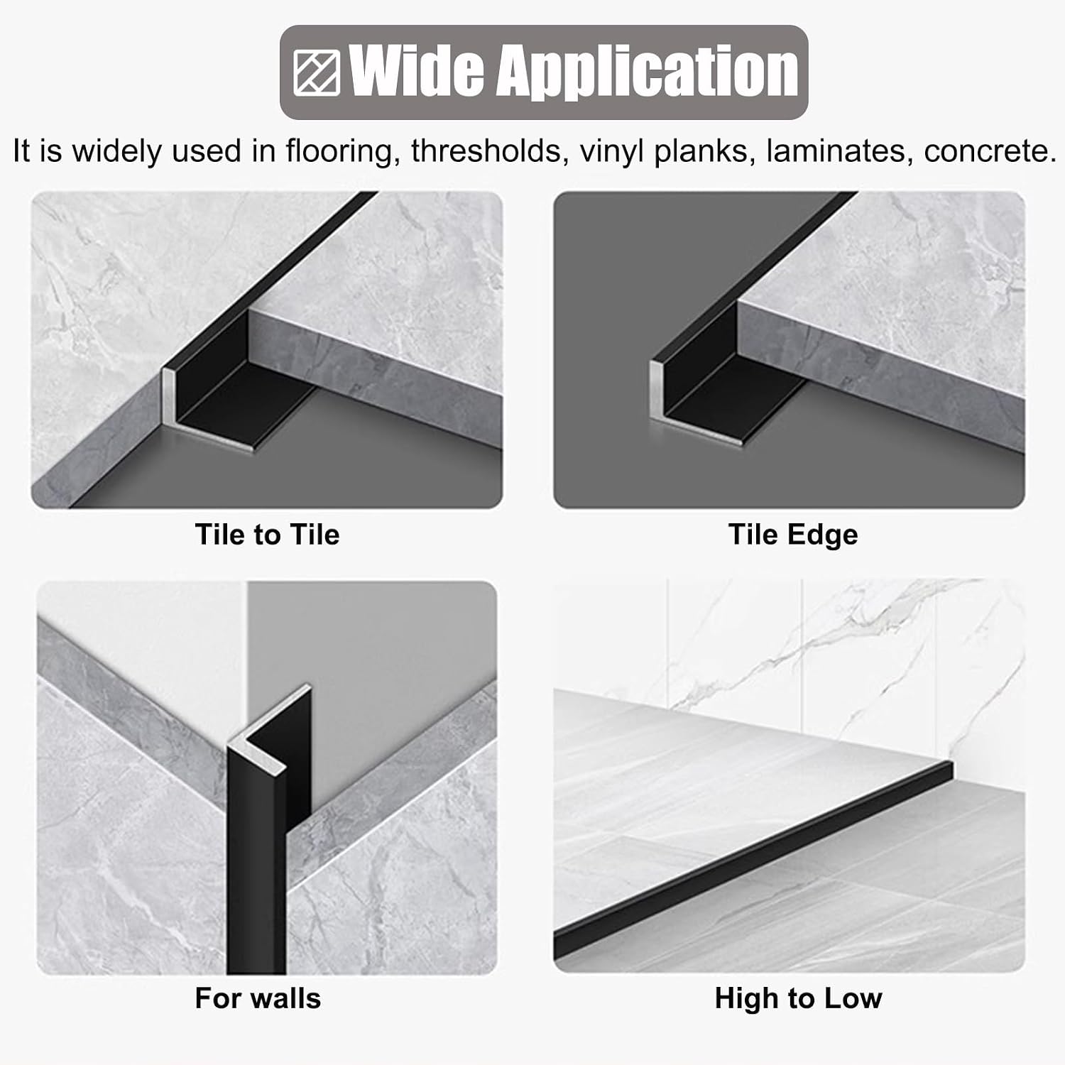 Floor Transition Strip 35 Inch Long Transition Edging Strip L-Shaped, 3-Pack Threshold Gaps Flap Cover for Wooden Flooring, 90° Floor Thresholds Transition Bar for D,Silver