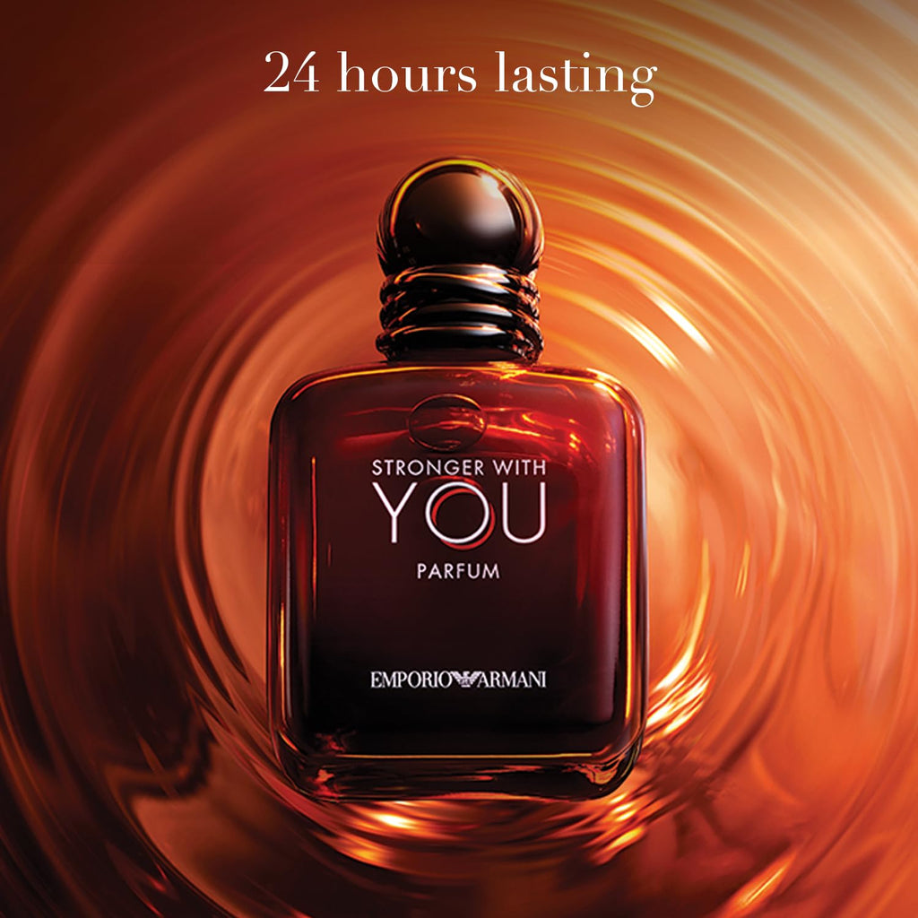 Armani Beauty - Stronger With You Parfum - Men's Cologne 2-Piece Set (161 Value) - Woody & Ambery Fragrance - Rum, Cedarwood, & Vanilla Notes - Full Size, 3.4 Fl Oz & Travel Size, 0.5 Fl Oz