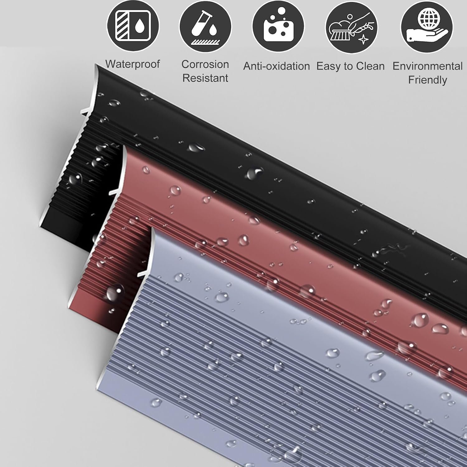 Aluminum Threshold Transition Strip, Height Gap Bridge 0.4 to 1.4in for Doorway, Transition Between Tile and Laminate Planks