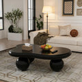 46' Black Cloud Shaped Coffee Table Irregular Coffee Table Cute Irregular Wooden Modern Center Tables with 3 Ball Legs for Bedroom Apartment, Living Room, Farmhouse (A46IN)