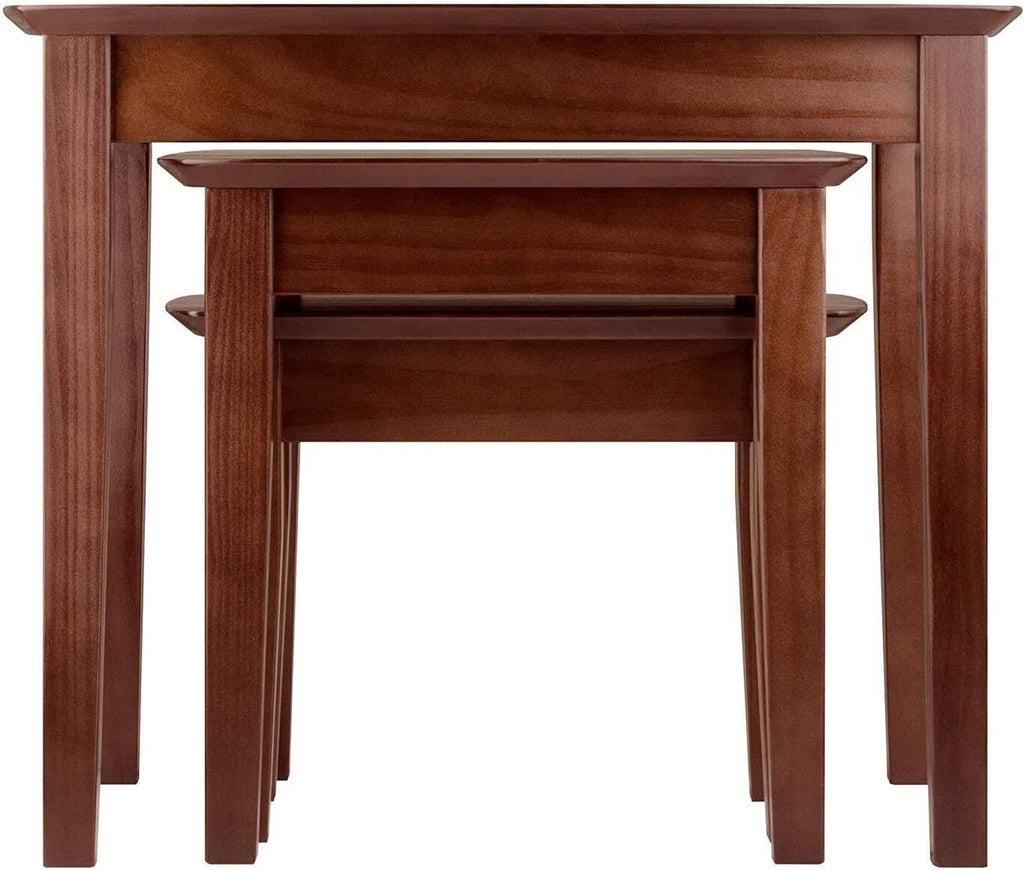 HomeStock Nesting Table Set - 3 Piece Solid Wood Tables - Living Room Coffee Accent Tables - Antique Walnut Finish