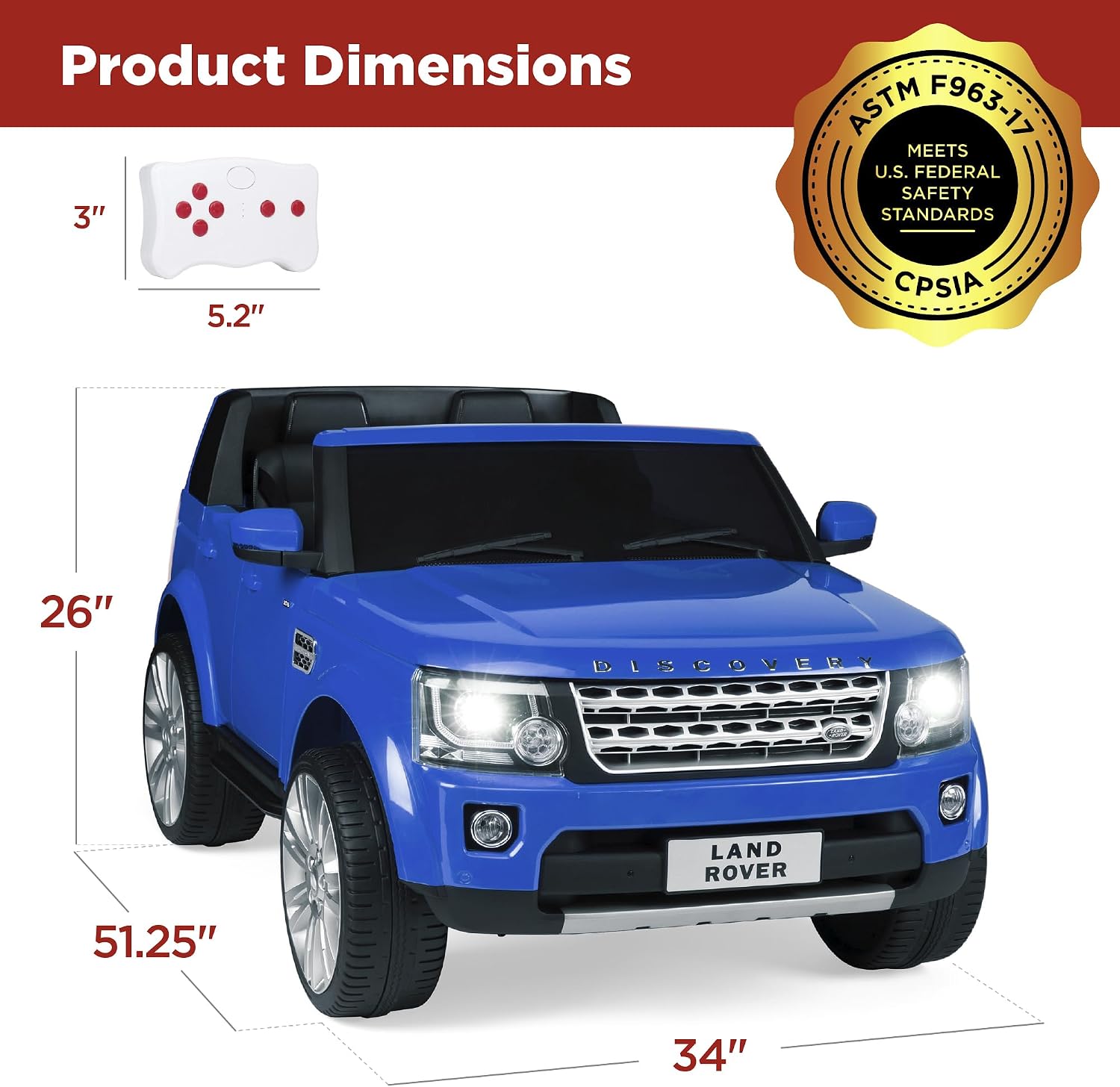Best Choice Products 12V 3.7 MPH 2-Seater Licensed Land Rover Ride On Car Toy w/Parent Remote Control, MP3 Player - Blue