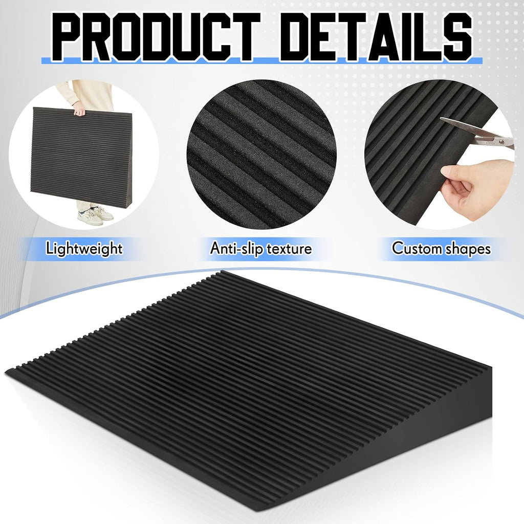 4' Rise Lightweight EVA Threshold Ramp for Wheelchairs, Walking, Scooter, 36' L x 24' W Driveway Curb Handicap Ramp with Non-Slip Surface for Doorways Home Bathroom, 800 lb Load Capacity