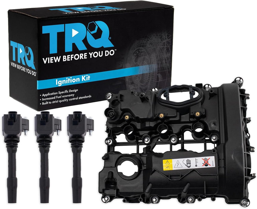 TRQ Ignition Coil Kit 4 Piece Valve Cover Compatible with 2016-2019 Mini Cooper Cooper Clubman Countryman