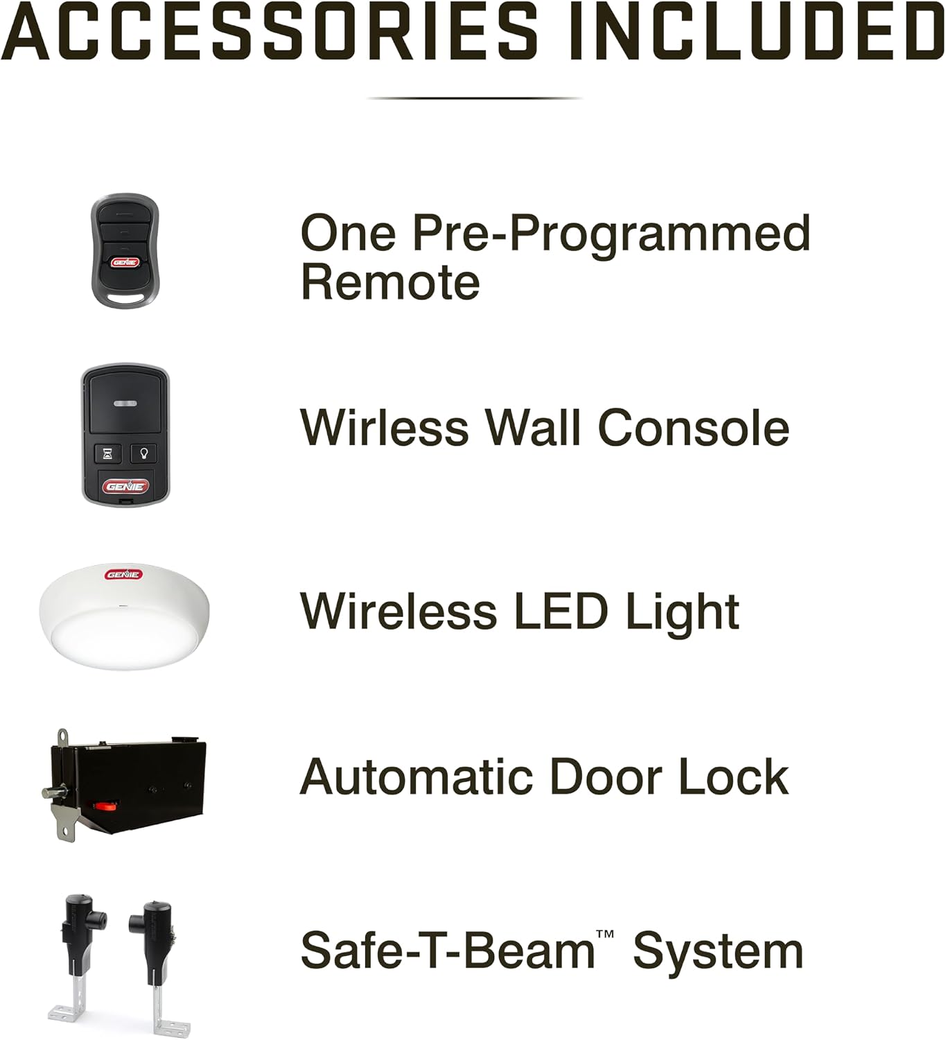 Genie 6072H-O Residential Wall Mounted Garage Door Opener, Black