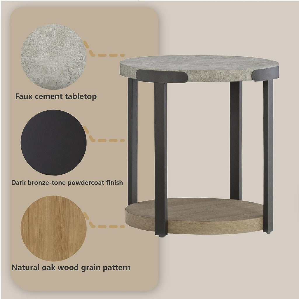 Signature Design by Ashley Darthurst Contemporary Table Set with Lower Shelf and Casters, Set of 3, Light Brown & Metallic