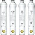 Bluevua Official RO100ROPOT 4-Pack Replacement Filter Set, Pack of 1 PP Filter and 1 CTO Filter and 1 RO Filter and 1 PCF Filter