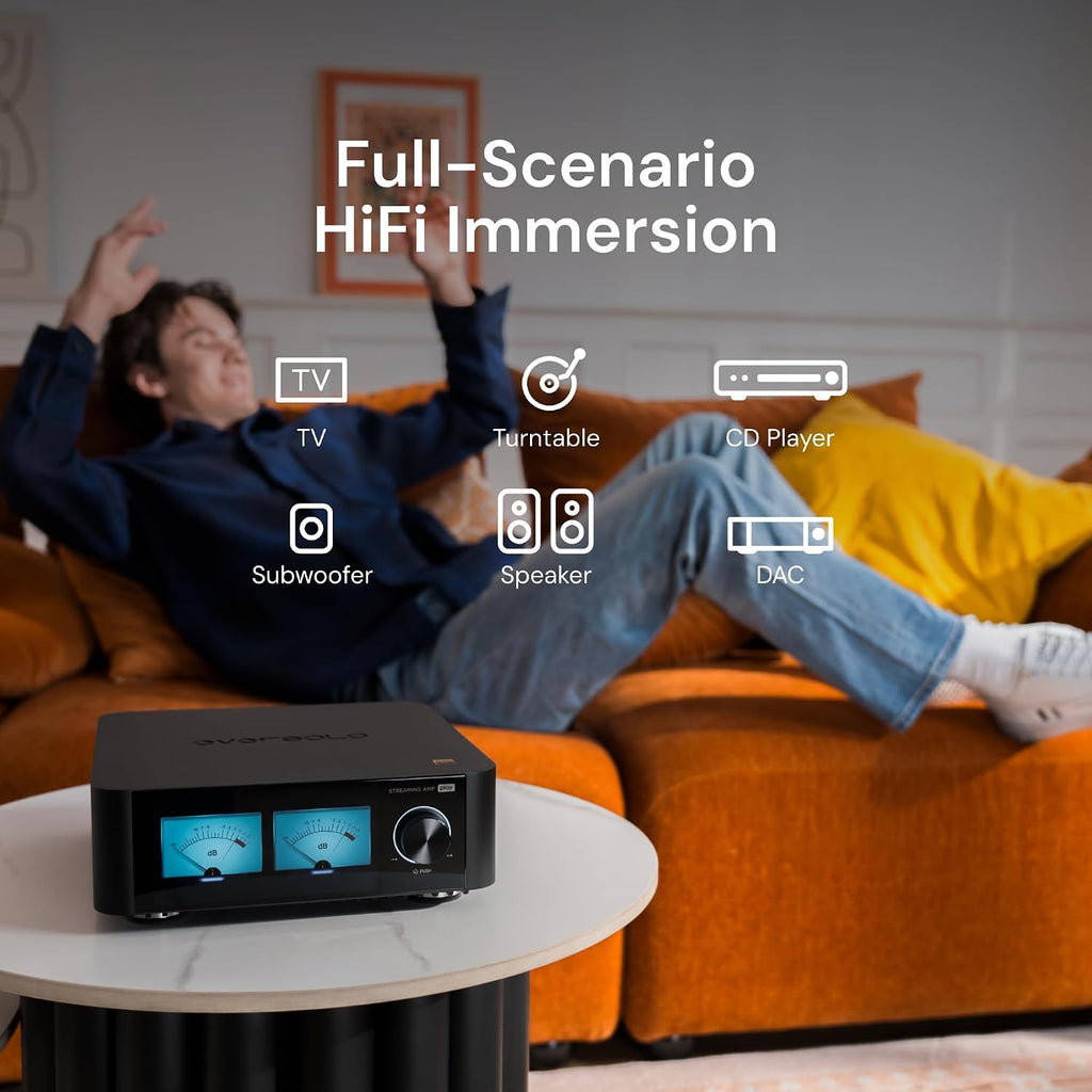 Eversolo Play | Music Streamer with DAC & Amplifier 60W×2ch(8Ω) / 110W×2ch(4Ω) | 5.5' LCD Touchscreen, Support Room Correction & Multi Room System, Stream Qobuz, Tidal&More | Black (Standard Edition)
