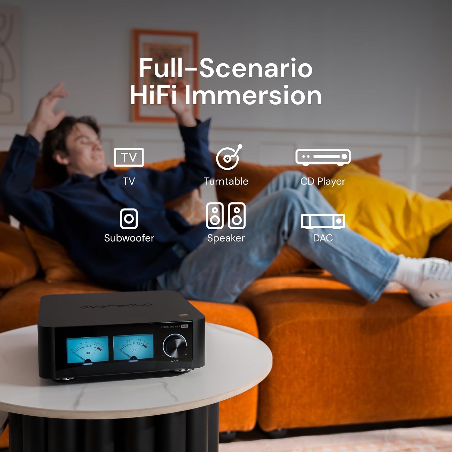 Eversolo Play | Music Streamer with DAC & Amplifier 60W×2ch(8Ω) / 110W×2ch(4Ω) | 5.5' LCD Touchscreen, Support Room Correction & Multi Room System, Stream Qobuz, Tidal&More | Black (Standard Edition)