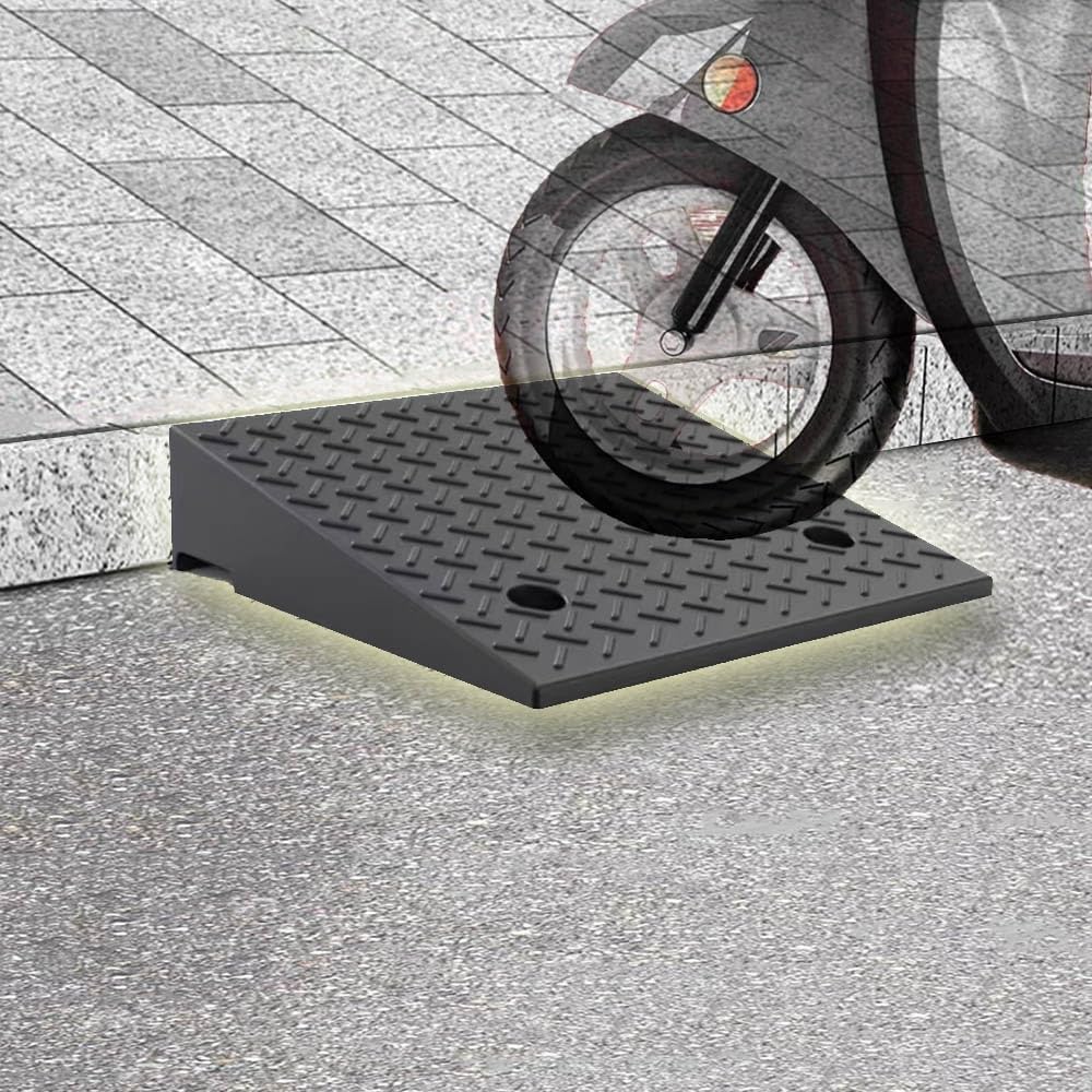 Threshold Ramp Portable Wheelchair Ramp, Rubber Driveway Curb Ramps, 2' 3' 4' 7' Rise Doorway Entry Ramps for Sidewalk Garage Warehouse Stroller(H 18 CM/7')
