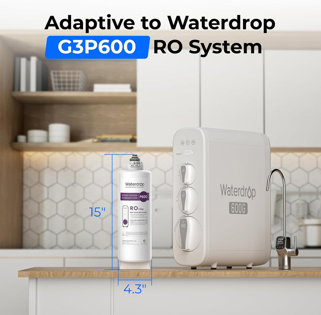 Waterdrop G3P600-RO Filter, Replacement for Waterdrop G3P600 Undersink Reverse Osmosis System, 2-year Lifetime