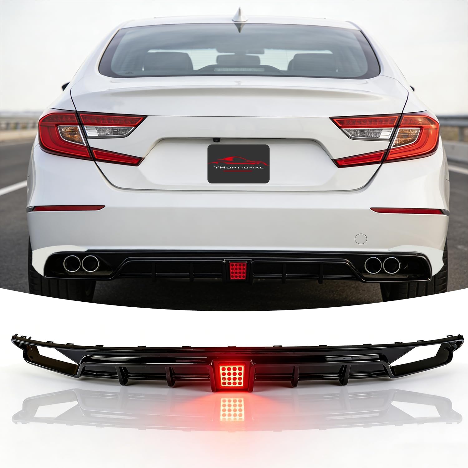 Front Bumper Lip Splitter Spoiler for 2018-2020 Honda Accord, Front Lower Bumper Valance Air Dam Deflector for 10th Gen Honda Accord Front Bumper Protector Accessories (Diffuser- Black & Pearl White)
