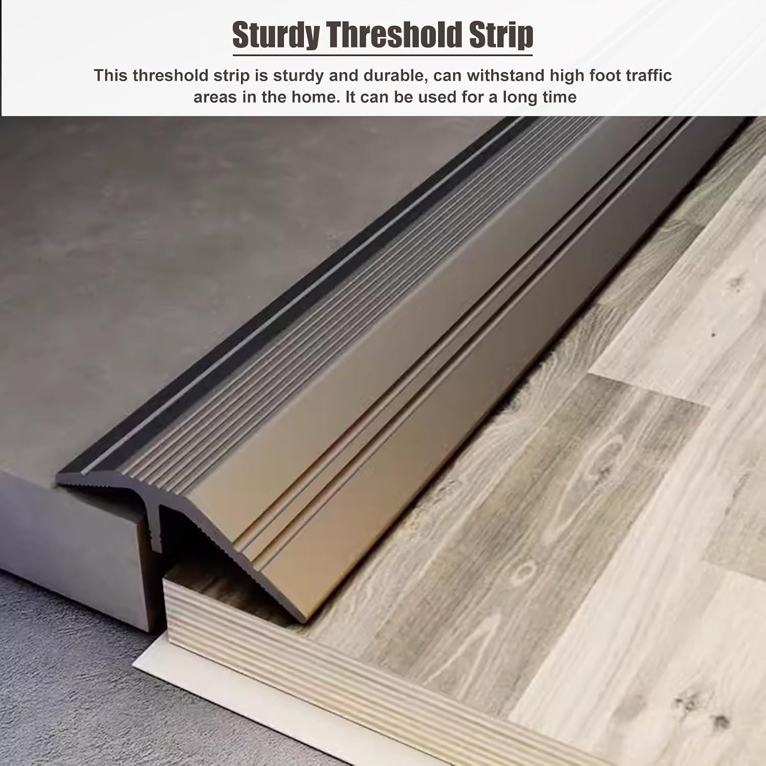 Floor Transition Strip Aluminum Alloy Threshold Divider Strip, Tile to Wood Edge Trim Bars, Connection Flooring Gap Decoration Covering, Doorways Threshold Reducer(Gray)