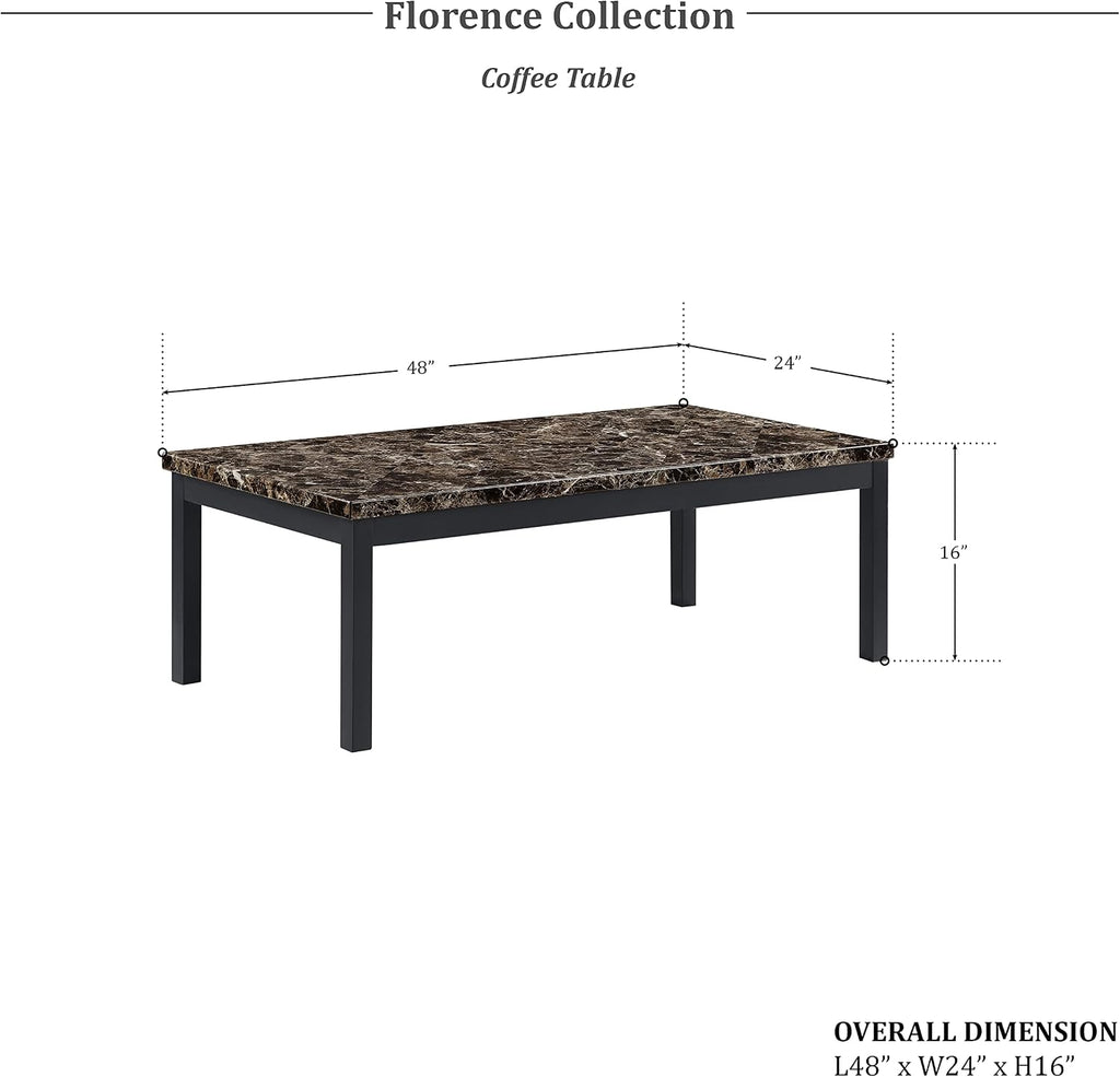 Lexicon Malaya 3-Piece Set Faux Marble Occasional Table, Brown