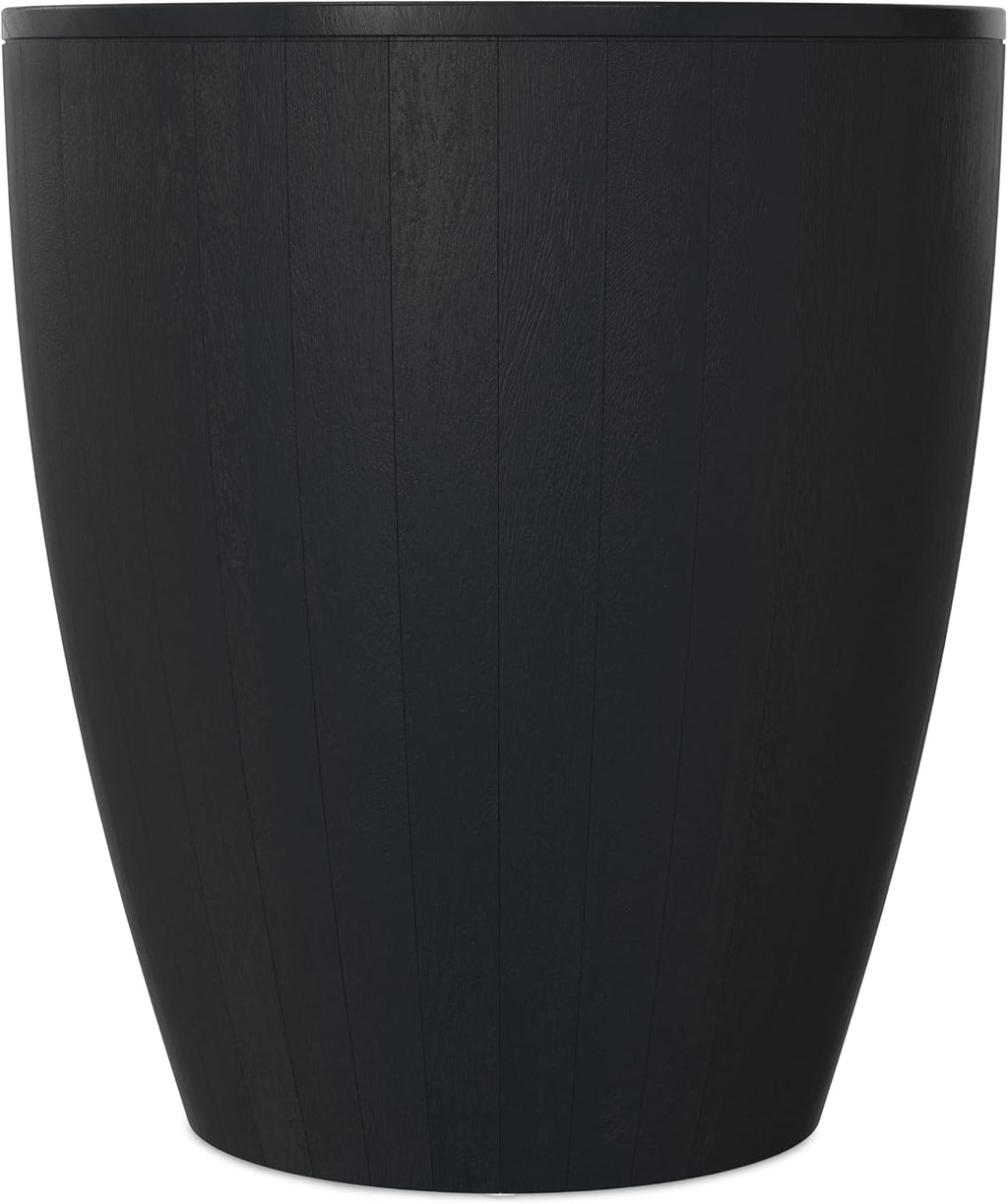 SIMPLIHOME Elmbrook End Table - 21 inch Wide Solid Mango Wood Round Drum Table with Vertical Panel Detailing in Black, Modern Nightstand or Plant Stand for Living Room or Bedroom, Assembled