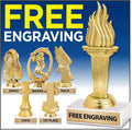 Crown Awards Running Trophy - 6' Gold Running Trophy Engraved On White Marble Base