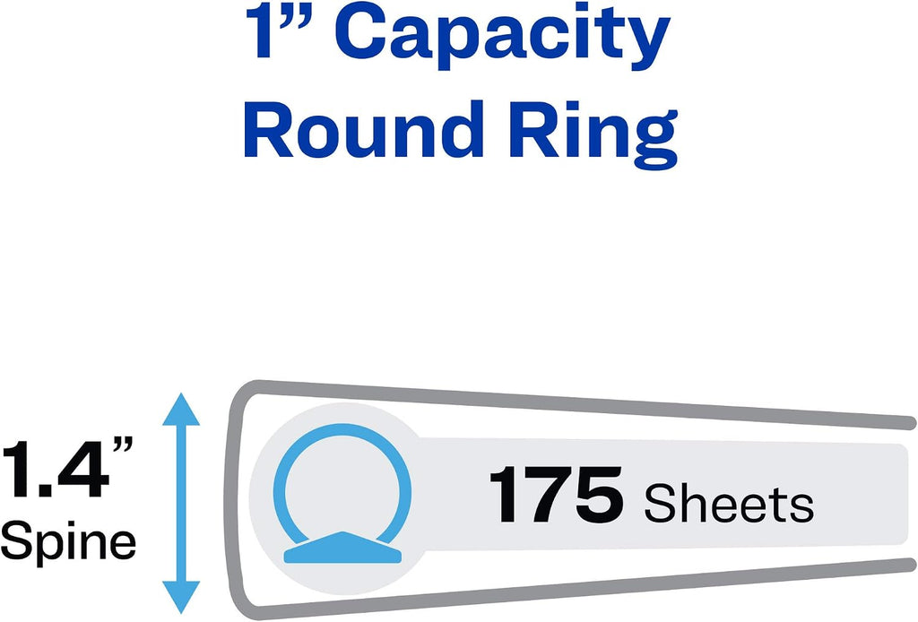 Avery Mini Protect and Store View 3 Ring Binder, 1 Inch Round Rings, 1 White Binder (23011) (Pack of 12)
