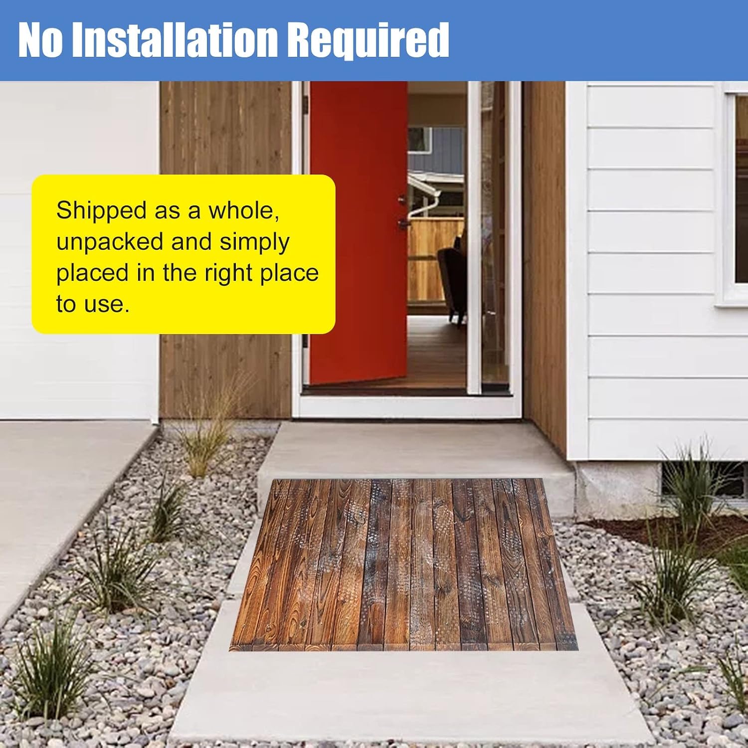 Non Slip Wood Threshold Ramps Doorways,4-10 Inch Rise Wheelchair Transition Ramp for Home, Front Door, Yard, Patio - Convenient and Sturdy