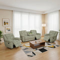 Corduroy Fabric Recliner Sofa Set, 3 Piece Living Room Furniture Set, Manual Reclining Sofa Loveseat Chair Set with Cup Holders/Storage/Drop Down Table (Beige, Sofa+Two Cahirs)