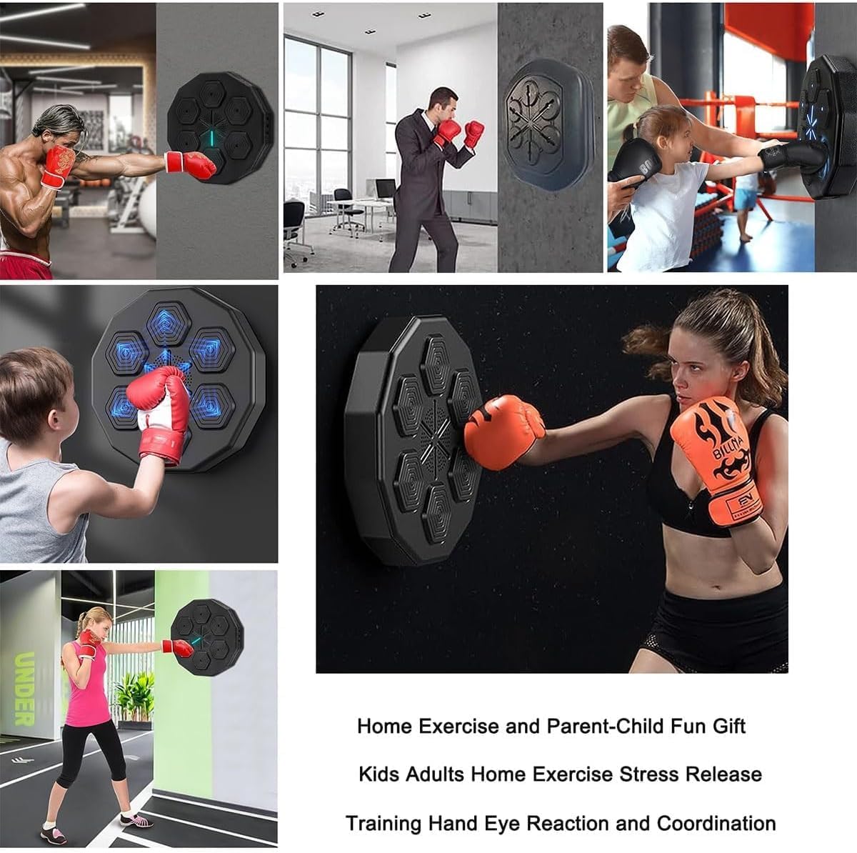 Boxing Machine with Music Home Wall Mount Punching Sports Equipment Portable Electronic Smart Focus Agility Training Target Punching Pads for Home Workout and Family Fun Gift