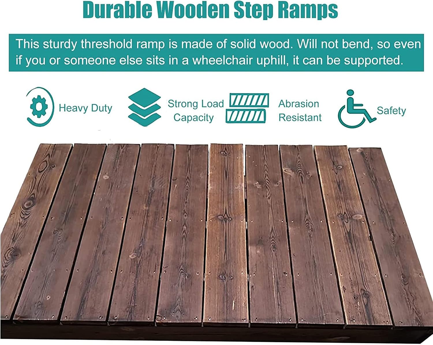 GUNEL 4inch/7inch/8inch/10inch Rise Threshold Ramp for Doorways, Portable Wooden Curb Transition Ramps for Curb/Driveway/Garage Door/Stair/Sheds, Non Slip Surface (Size : 60x70x20cm)