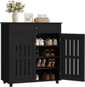 Yaheetech Shoe Cabinet, 4-Tier Shoe Storage Cabinet with Drawer & Adjustable Shelves, Shoe Rack Cabinet for Entryway, Hallway, Living Room, Black