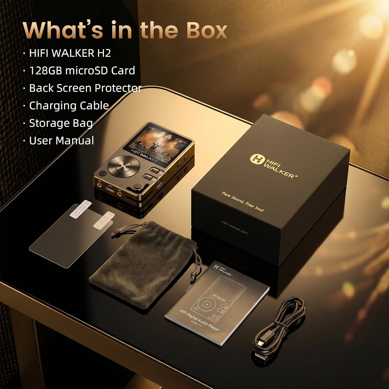 HIFI WALKER H2, High Resolution MP3 Player with Bluetooth5.2, DSD DAC, HiFi Portable Digital Audio Player Lossless High-Res Music Player with 128GB Memory Card, Support Up to 512GB