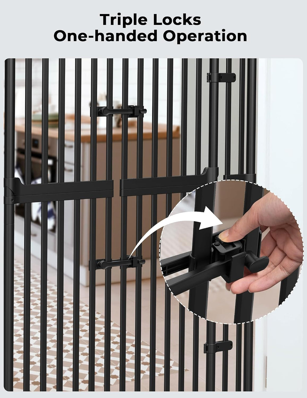 Extra Tall Cate Gate for Doorway: Pressure Mount 74.8'-90.5' Tall Cat Gate for Pets in Extra 30.3'-47.2' Width No Wall Drilling No Toddler for Indoor Stairs Hallway Room Safety Barrier
