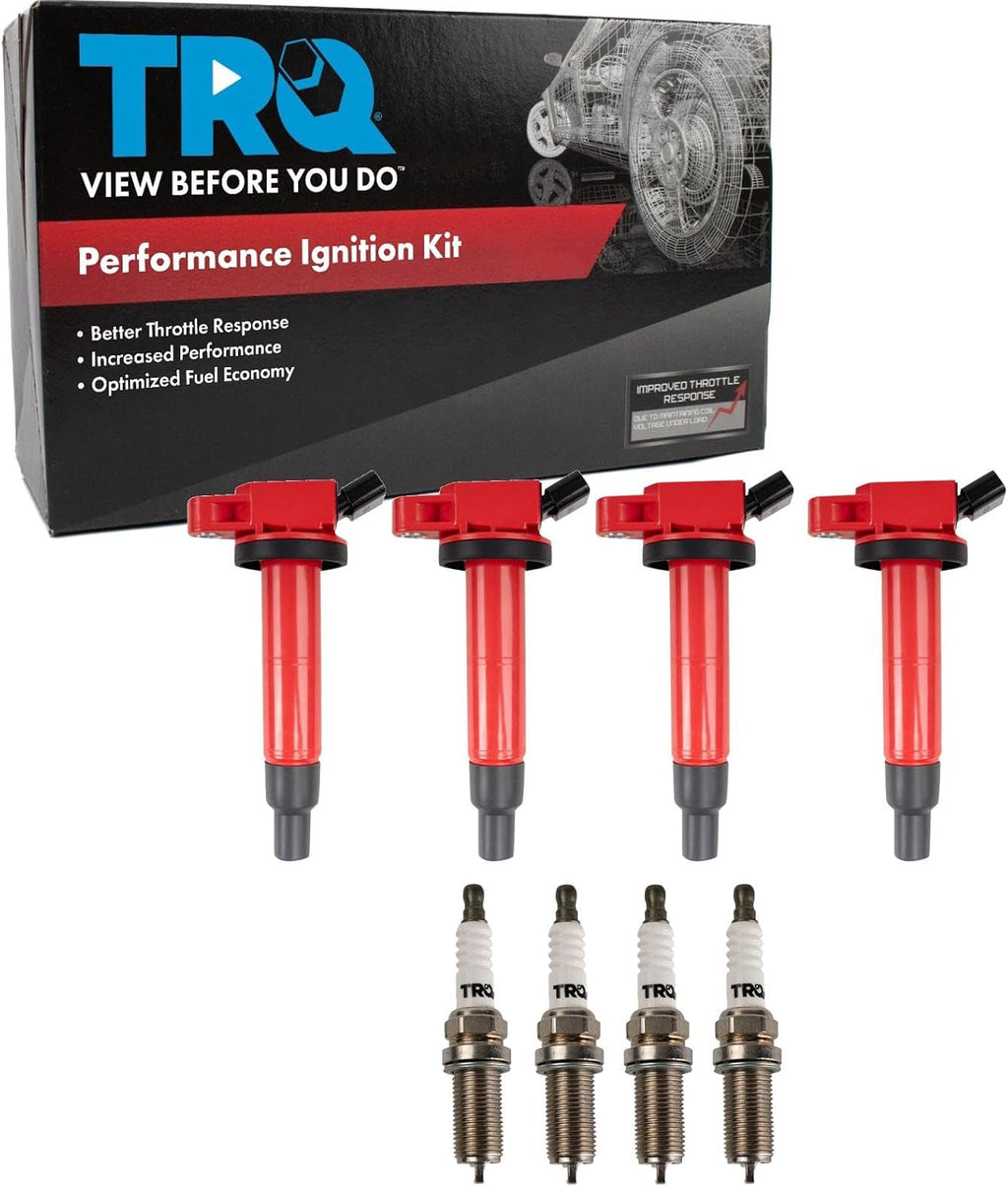 TRQ Ignition Coil and Spark Plug Kit 8 Piece Iridium Spark Plugs Compatible with 2013 Toyota Matrix 2014-2015 Scion xB