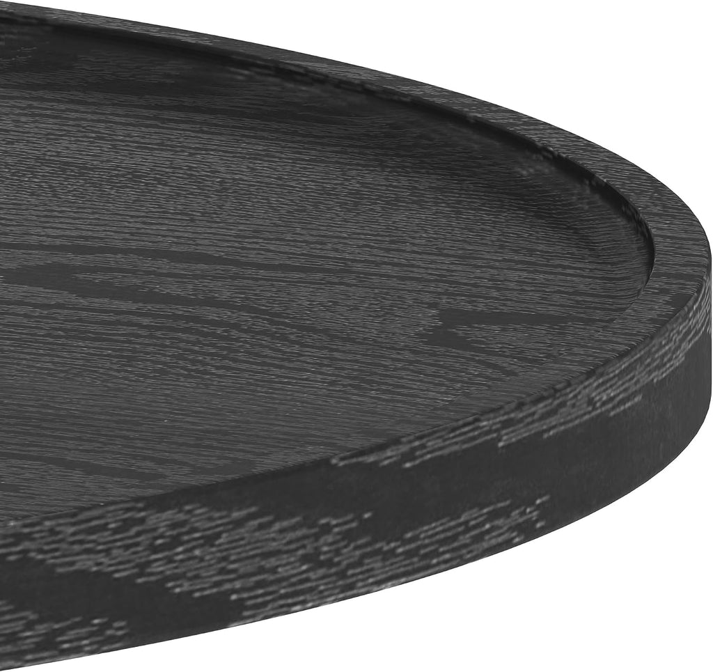 Henn&Hart 32' Round Wood Pedestal Low-Profile Coffee Table for Living Room, Family Room, Office or Apartment, Natural Black
