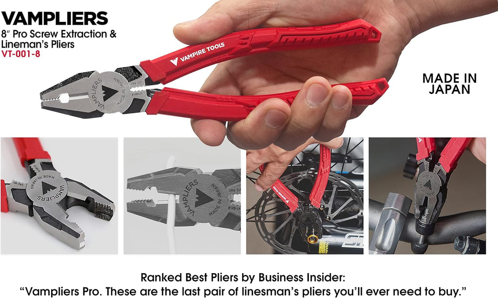 VAMPLIERS 3-PC Specialty Screw Extraction Pliers Set. Includes 8' PRO Linesman Pliers + JAWZ 7.5' Vise-Grip Locking Pliers + BRUTE 6.25' Black Oxide Finish Pliers: VT-002-S3B.