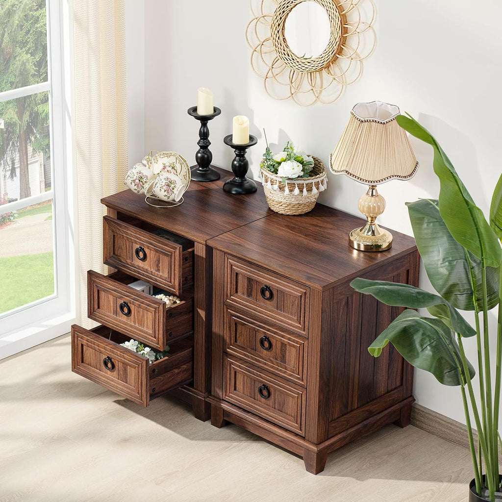 Joaxswe Farmhouse Coffee Table Set of 3, Furniture Set, Coffee Table with Hidden Storage Organizer and Nightsand 3-Piece Set, Large Country Natural Center Table Set for Living Room,Office, Home
