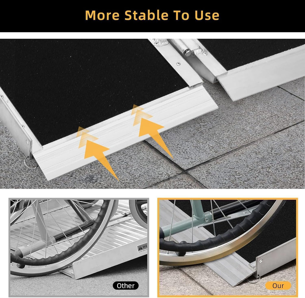 Non-Slip Folding Wheelchair Ramp – Portable Aluminum Threshold Ramp for Doorways, Steps & Stairs – Lightweight Mobility Aid, 600lbs Capacity – 3FT – Ideal for Home, Scooters, Walkers – 3FT,
