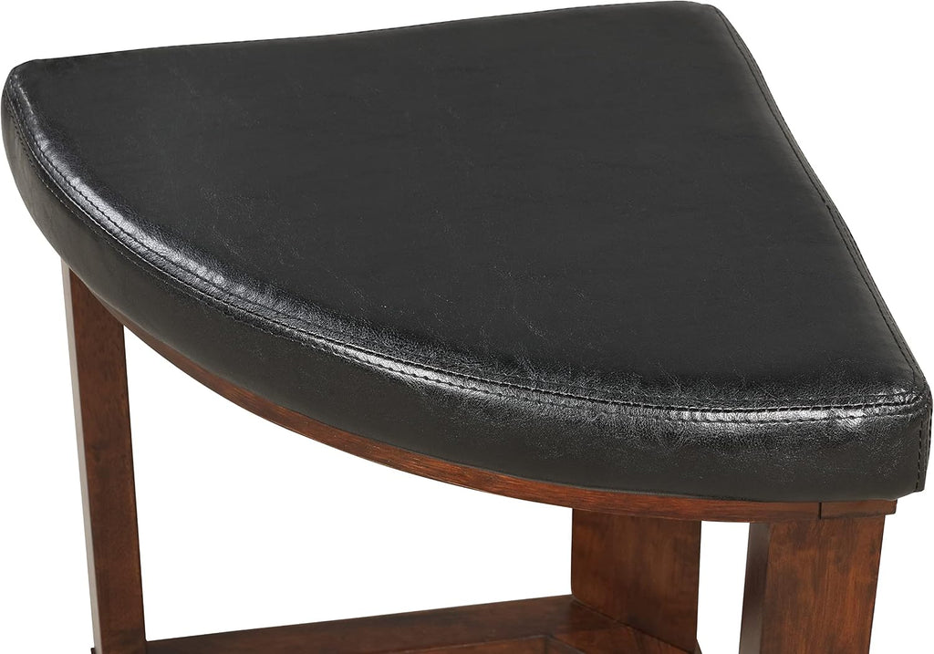 Roundhill Furniture Cylina Solid Wood Glass Top Round Coffee Table with 4 Stools, Espresso, 36.00 x 36.00 x 19.00 Inches
