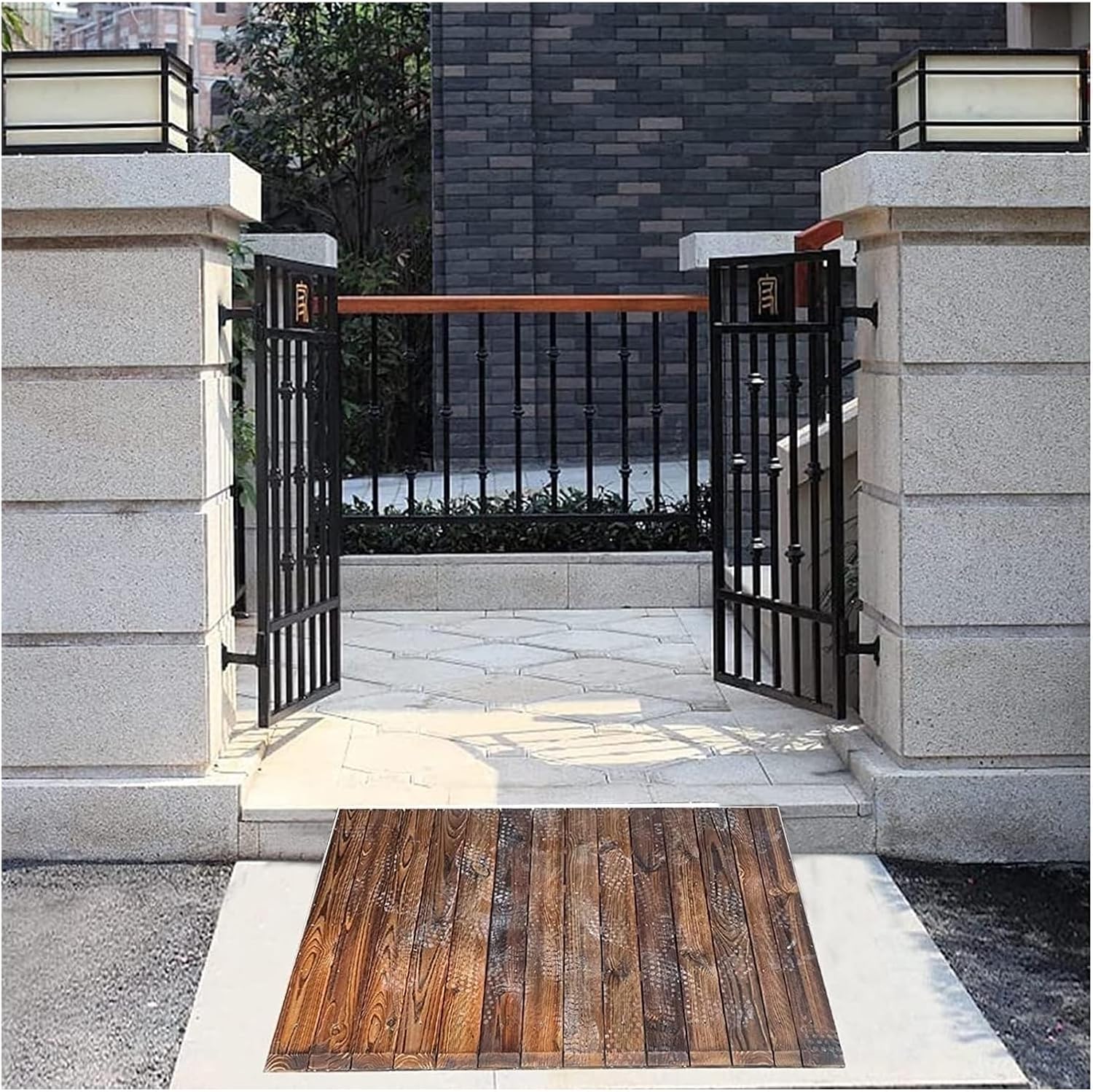 Threshold Ramp Wheelchair Ramp Solid Wood Threshold Ramp Entrance Transition Scooter Ramp for Doorway Home Roadside Slope Non-Slip Kerb Ramps Anti-Slip (Size : 90x70x20cm)