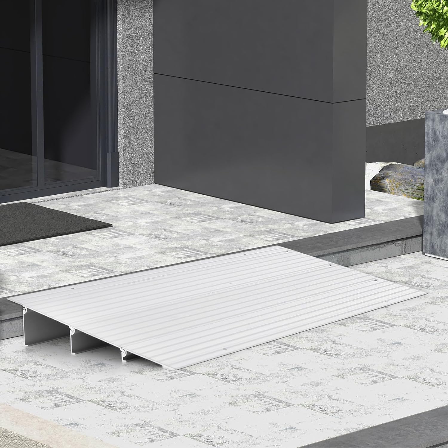 Door Threshold Ramp, 3' Rise Threshold Ramps for Doorways with Non-Slip Surface, Adjustable Aluminum Door Entry Ramps for Wheelchairs, Scooters, Power Chairs, 700LBS Load Capacity (3' Rise)