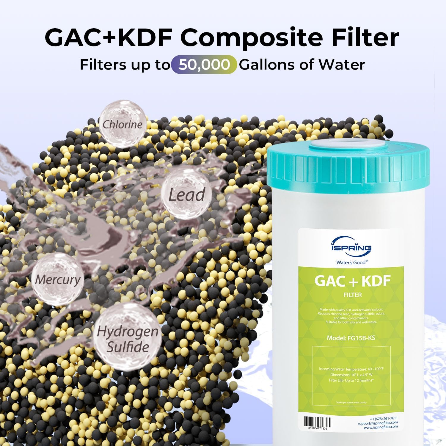 iSpring F3WGB31BKDS Ultimate Protection Whole House Water Filter Replacement Pack, Reduces Heavy Metals, Scale, Chlorine, Hydrogen Sulfide, Up to 12 Months, 4.5' x 10', Fits WGB31B-KDS