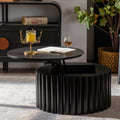 WILLIAMSPACE 27.56' Round Lift-Top Coffee Table with Hidden Storage & Sturdy Pedestal, Modern Wooden Center Accent End Tea Table, No Need Assemble, Black