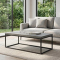 CENSI 47-Inch Large Grey Marble Accent Coffee Table/Center Table for Living Room, Rectangle Modern Industrial Style,Wood and Metal, Max.Loading 220 lbs. (Concrete)