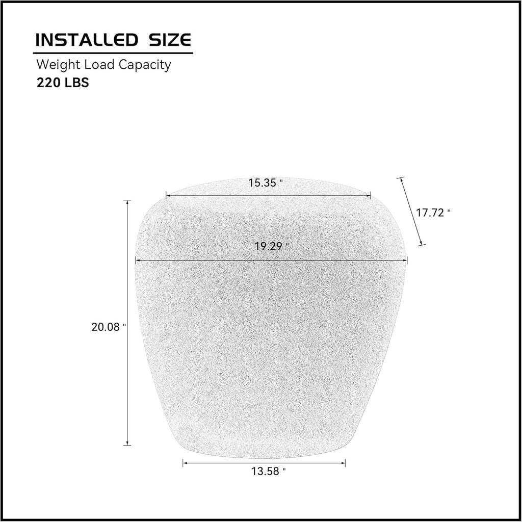 Faux Rock Side Table with Lightly Rought Rock Design,Irregular Drum End Table Fiberglass Accent Stone-Like Nightstand for Living Room,No Assembly