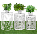HFHOME Set of 3 Heavy-Duty Round End Table, Side Table, Coffee Table for Indoor Multifunctional Use, Outdoor Decorative Garden Stool Plant Stand-White