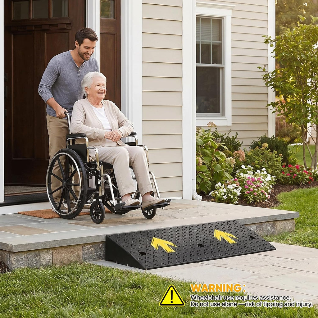 Magshion 2 Pack 5.3' Rise Rubber Curb Ramp for Driveway, 4400 lbs Capacity Per Ramp, 37.3' Wide Heavy Duty Threshold Ramp for Car, Wheelchair, RV, Trailer, Mower, Truck, Scooter & Motorcycle