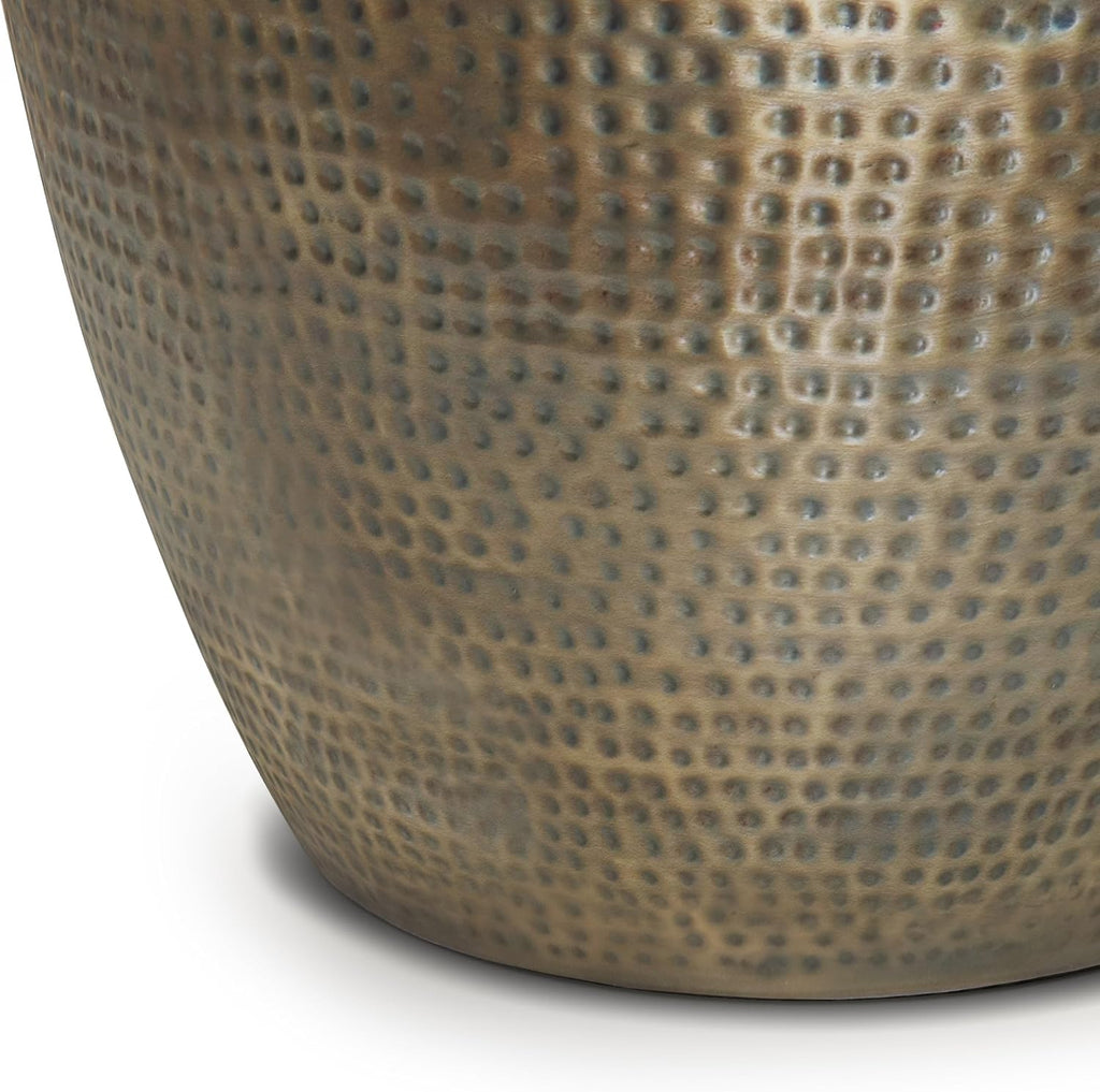 SIMPLIHOME Preston Metal Table - 22 inch Wide Solid Metal Round Side Table in Antique Gold, Modern Industrial Accent Table for Living Room or Bedroom with Textured Finish, Assembled