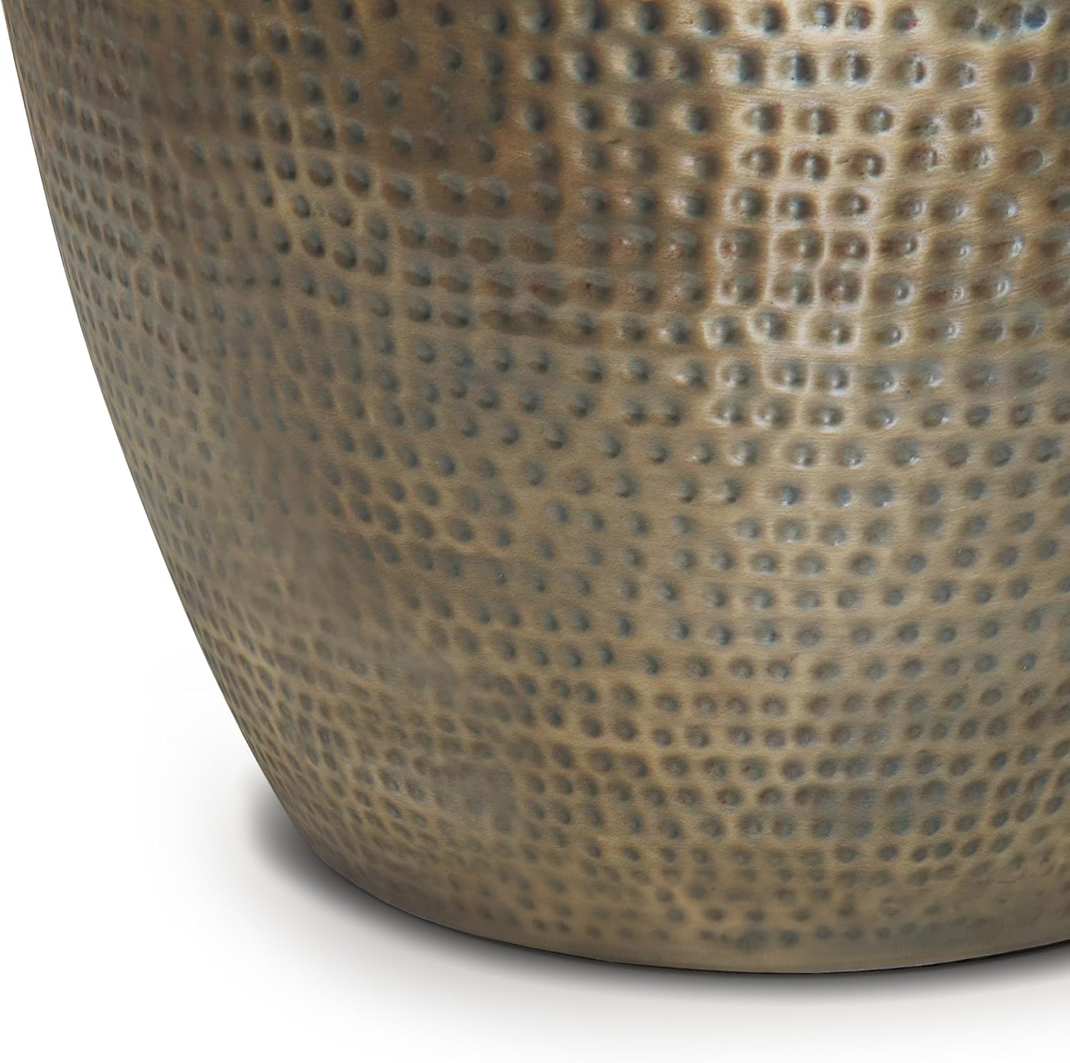 SIMPLIHOME Preston Metal Table - 22 inch Wide Solid Metal Round Side Table in Antique Gold, Modern Industrial Accent Table for Living Room or Bedroom with Textured Finish, Assembled