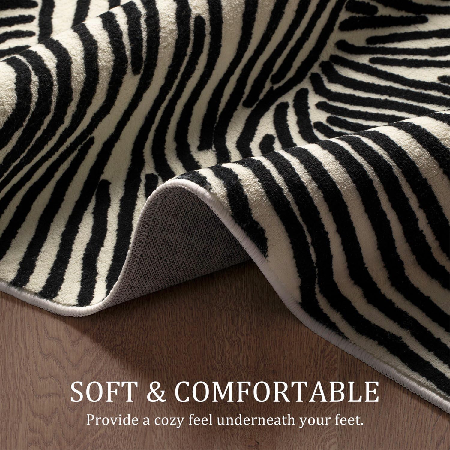 YIHOUSE 10×14 Ft Area Rugs Non-Shedding Washable Zebra Rug, Bedroom Living Room Dining Room Office Nursery Playroom Soft Nonslip Modern Rugs Faux Wool Carpet Indoor/Outdoor Rugs-Black and White Rug